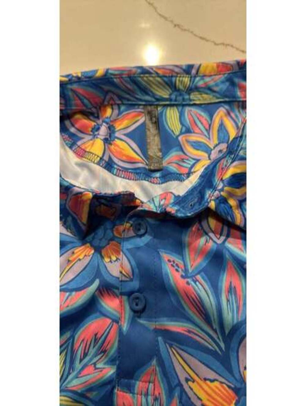 Ron Jon Surf Shop Blue Petal Palooza Polo Shirt Size XXL